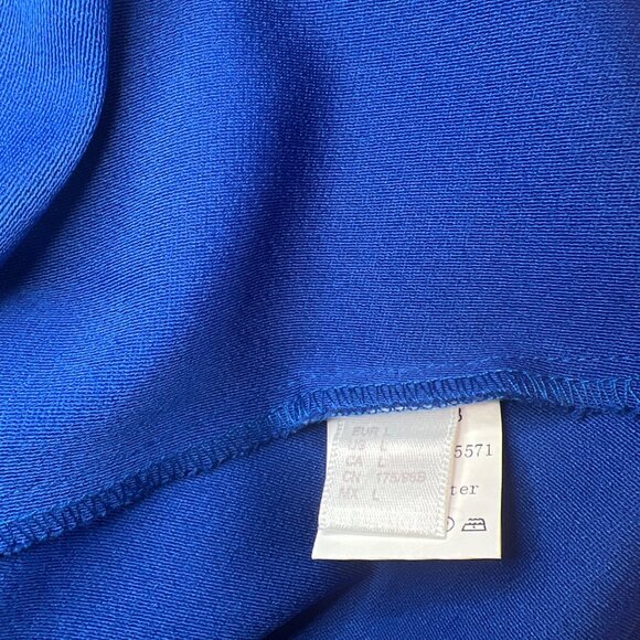 Cold Shoulder Royal Blue Dress With Ruffle Sleeves & Back Zipper Closure - Picture 5 of 5